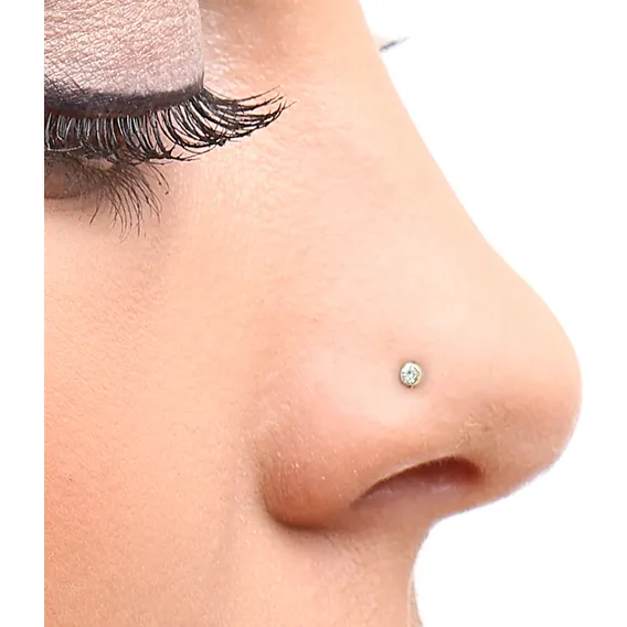 Piercing Nariz Em Ouro 18k Nostril Zircônia 1,50mm Ponto Luz Cor Amarelo Foto 1