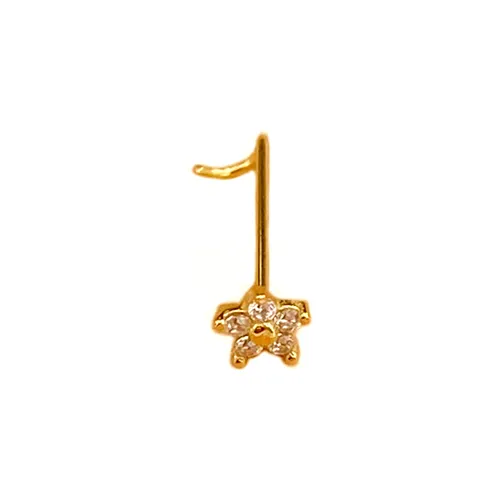 Piercing Nostril Com Pedras Ouro Amarelo Foto 1