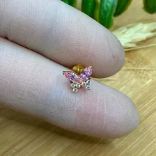 Piercing Orelha Titanio Borboleta Labret Hélix Conch Tragus Cor Dourado Foto mini 4