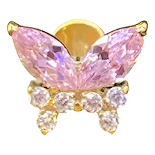 Piercing Orelha Titanio Borboleta Labret Hélix Conch Tragus Cor Dourado Foto mini 1