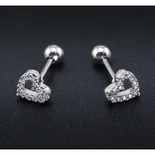 Piercing Tragus Cartilagem Coração Dourado Zirconia 6mm Cor Prateado Foto mini  2