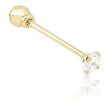 Piercing Tragus Reto - Ouro 18k (maci莽o)- Zirc么nia Foto mini 1