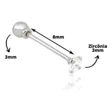 Piercing Tragus Reto Zirc么nia - Prata 925 Foto mini 4