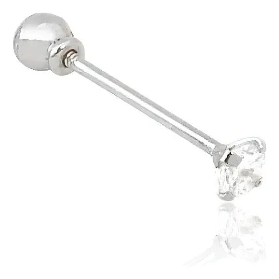 Piercing Tragus Reto Zirc么nia - Prata 925 Foto 1