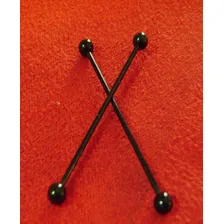 Piercing Transversal Para Orelha Em Aço Preto Foto mini  2