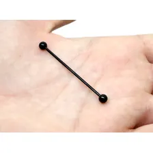 Piercing Transversal Para Orelha Em Aço Preto Foto mini  3