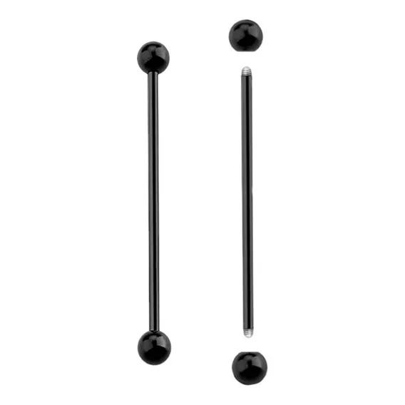 Piercing Transversal Para Orelha Em Aço Preto Foto 1