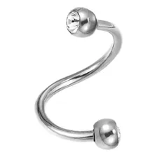 Piercing Twister Orelha Cartilagem Aço Cirúgico Com Pedra Cor Pedras Branca Foto mini 1