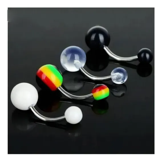 Piercing Umbigo Aço Cirúrgico Banana Cores Transparente Foto 1