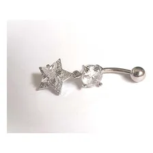 Piercing Umbigo Aço Cirúrgico Ponto Luz Estrela Zirconia Foto mini 1