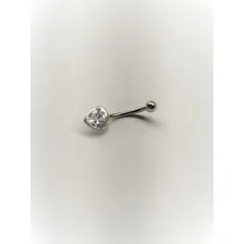 Piercing Umbigo Coração Prata 925 Haste Em Aço 316l Foto mini  2