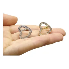 Piercing Umbigo Invertido Coração Com Zircônias Cor Prata Foto mini  2