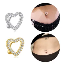 Piercing Umbigo Invertido Coração Com Zircônias Cor Prata Foto  mini 1