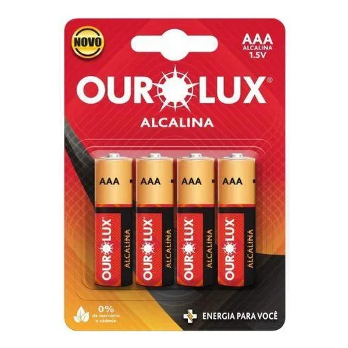 Pilha Alcalina Aaa Cartela C/4 Unidades - Ourolux Foto 1
