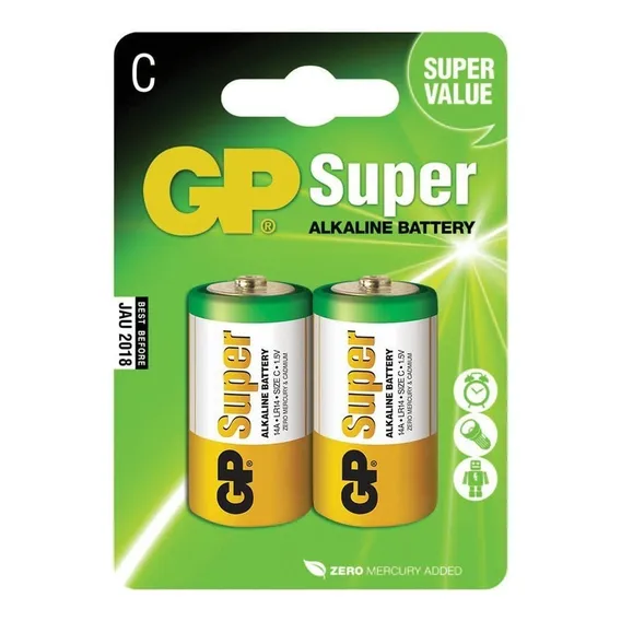 Pilha Alcalina C Média 1.5v Gp Batteries C/ 2 Unidades Foto 1