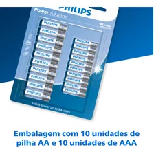 Pilha Alcalina Philips Aaa Palito 10 Un E Pilha Aa 10 Un Foto mini 2
