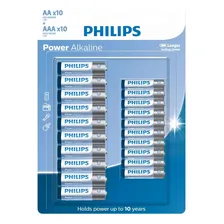 Pilha Alcalina Philips Aaa Palito 10 Un E Pilha Aa 10 Un Foto mini 1