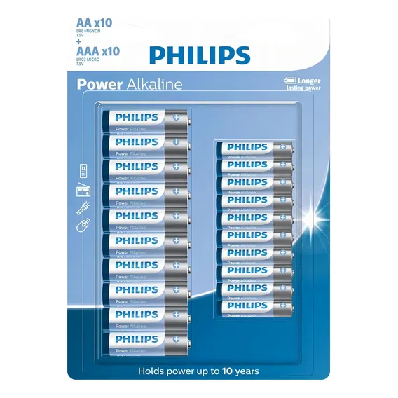 Pilha Alcalina Philips Aaa Palito 10 Un E Pilha Aa 10 Un Foto 1