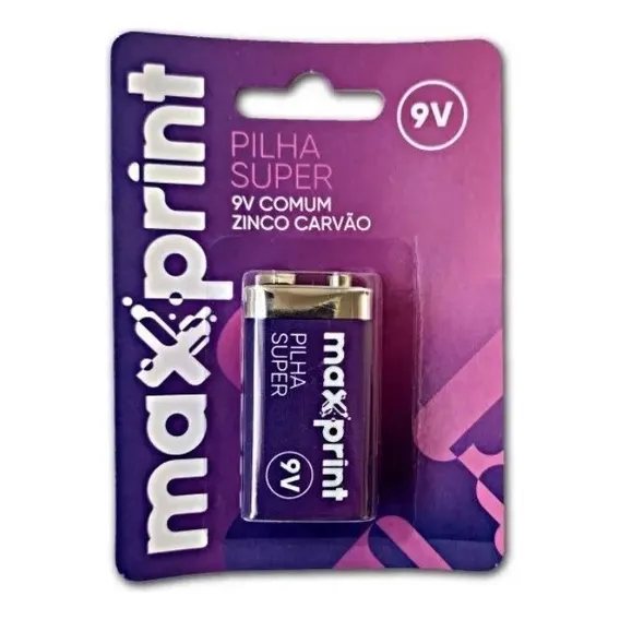 Pilha Comum Max Print 9v Comum Zinco CarvĂŁo Foto 1