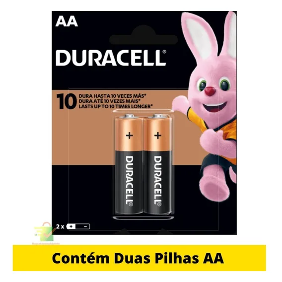 Pilha Duracell Alcalina Pequena AA Cartela com 2 Unidades Foto 1