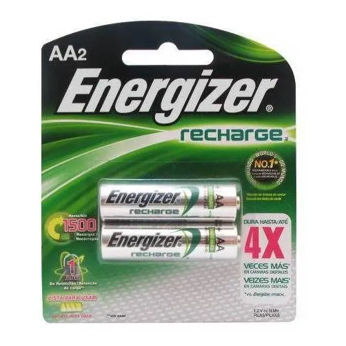 Pilha Recarregável Aa 1400mah Energizer Cartela C/ 2 Pilhas Foto 1