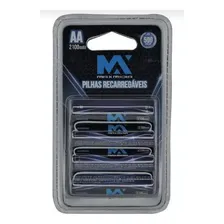 Pilha Recarregavel Aa 2100mah 4 Unidades Com - Maxmidia Foto mini 1