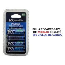 Pilha Recarregavel Aa 2100mah 4 Unidades Com - Maxmidia Foto mini 4