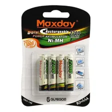 Pilha Recarregável Aaa Palito Maxday Nimh 2700mah 4 Unidades Foto mini  2