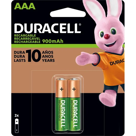 Pilha recarregável Duracell AAA 900mAh 2 unidades Foto 1