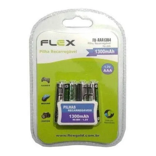 Pilha Recarregável Flex Aaa Palito 1300mah 4un Nimh 1.2v Foto 1