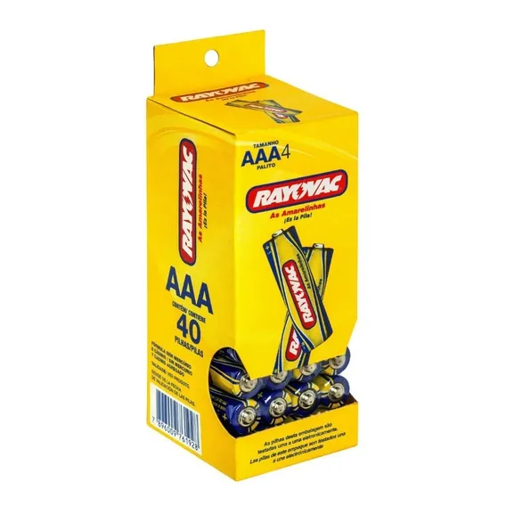 Pilha Zinco Rayovac Palito Aaa Kit Com 40 Pilhas - 10 Cartelas com 4 unidades Foto 1
