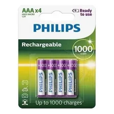 Pilhas recarregável Palito Philips AAA cartela com 4 unidades Foto mini 2