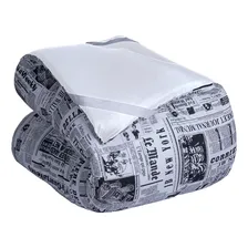 Pillow Top Casal Queen Percal 200fios 100% Algodão Estampado Cor Branco Desenho Do Tecido Jornal Percal 200 Fios Toque Macio Foto mini  3
