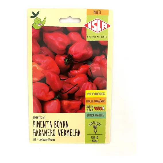 Pimenta Boyra Habanero Vermelha- 0,8g= 160 Sementes Aprox Foto 1