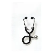 Pin Broche Boton Estetosc贸pio Medicina Para Roupa, Mochila Cor Prata Foto mini 1