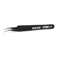 Pinça Antí-estática Preta Inox Hikari Curva 115 Mm Hk-17 Esd Foto  mini 1
