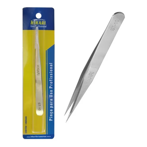 Pinça Anti-magnético Inox Ponta Reta 110mm St-10 Hikari Foto 1