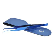 Pinça Dlux Professional Ponta Curva Blue Com Case Foto mini 1