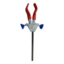 Pinça Dupla C/ Mufa P/ Bureta Condensador Pontas Em Pvc 65mm Foto mini  2