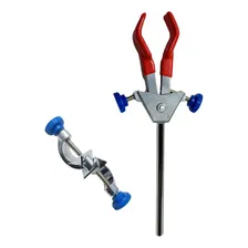 Pinça Dupla C/ Mufa P/ Bureta Condensador Pontas Em Pvc 65mm Foto  mini 1