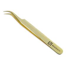 Pinça Ella Beauty Para Alongamento Cílios Ponta Curva Gold Foto mini  2