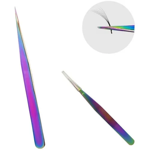 Pinça Extensão Alongamento Cílios Vetus Reta Multicolorida Foto 1