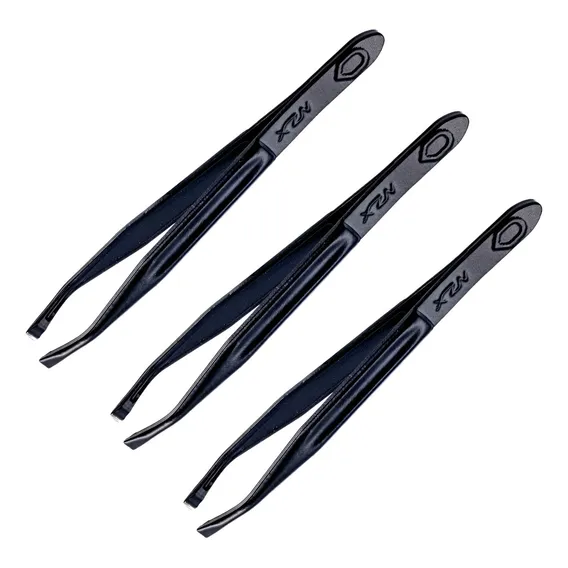 Pinça Sobrancelha Preta Profissional Nzx Mega Xzn - 3unid. Cor Preto Liso Foto 1