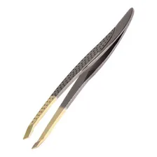 Pinça Soling Gold Titanium OblĂqua Ponta Dourada Ref. 125 Foto mini 1