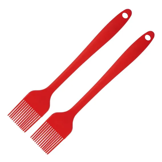 Pincel Culinario De Silicone Vermelho Kit 02 Un Foto 1