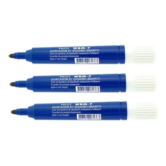Pincel Marcador Para Quadro Branco Pilot Wbm-7 Com 3 Unid. Cor Azul Foto 1