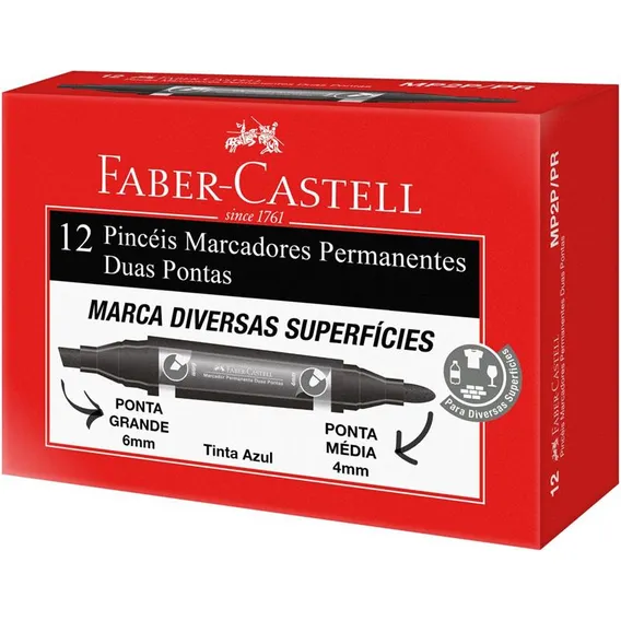 Pincel Marcador Permanente Duas Pontas Preto Foto 1