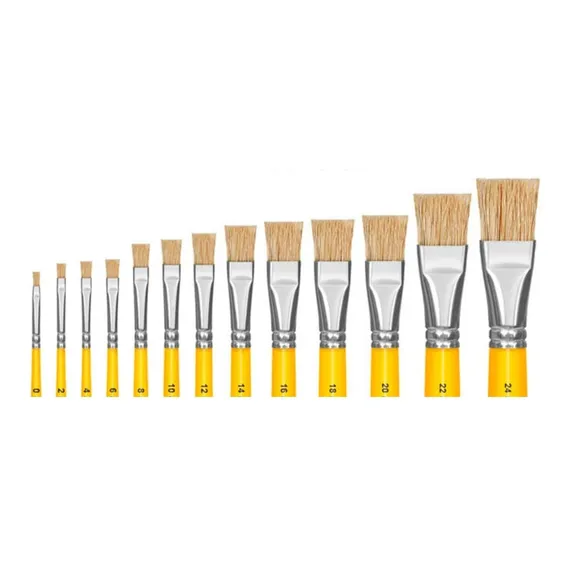 Pincel Profissional Chato Pintura Tecido Artesanato Kit C/13 Foto 1