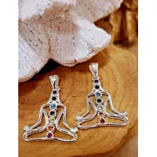 Pingente 7 Chakras Prata 925 Zircônia Coloridas Meditação Cor Prateado Foto mini  2