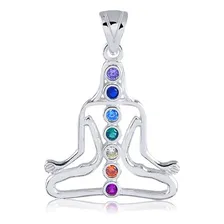 Pingente 7 Chakras Prata 925 Zircônia Coloridas Meditação Cor Prateado Foto  mini 1